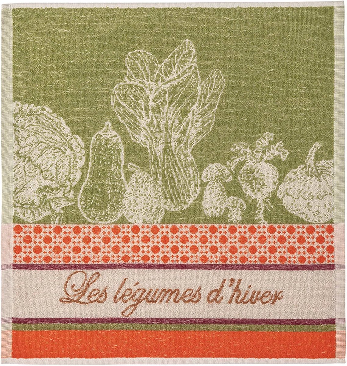 Katoenen Jacquard Spons met Wintergroenten - Perfect voor keukenaccessoires
