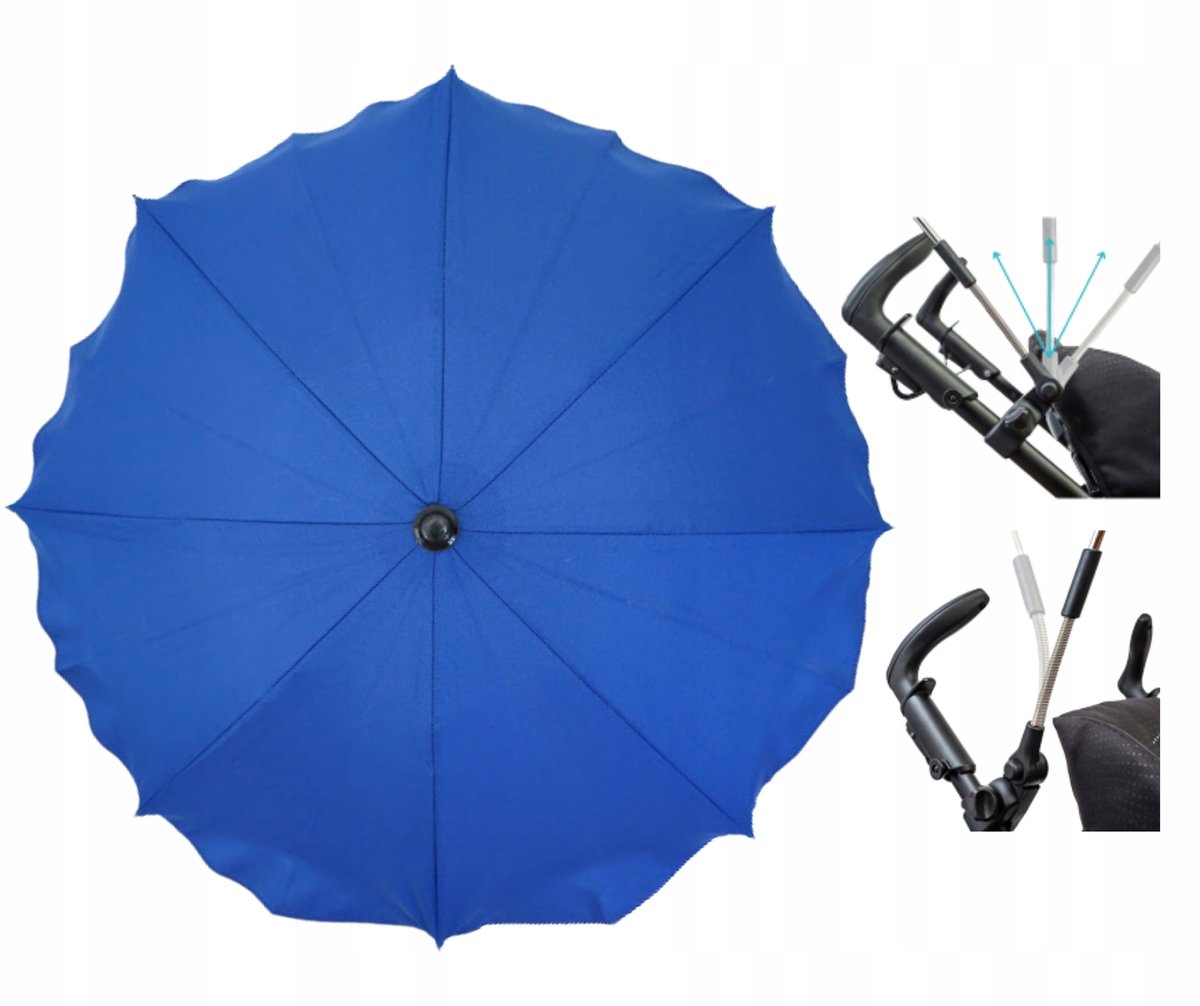 Blauwe kinderwagen parasol UV50+ 75cm - Bescherming tegen zon & regen