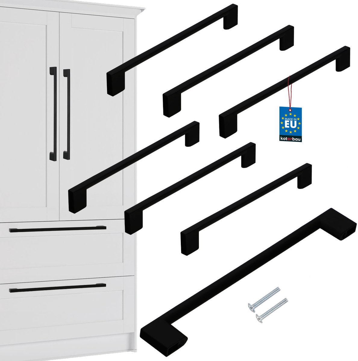 Kotarbau - Meubelgreep - Klassiek en Modern - Zwart Mat - 221mm