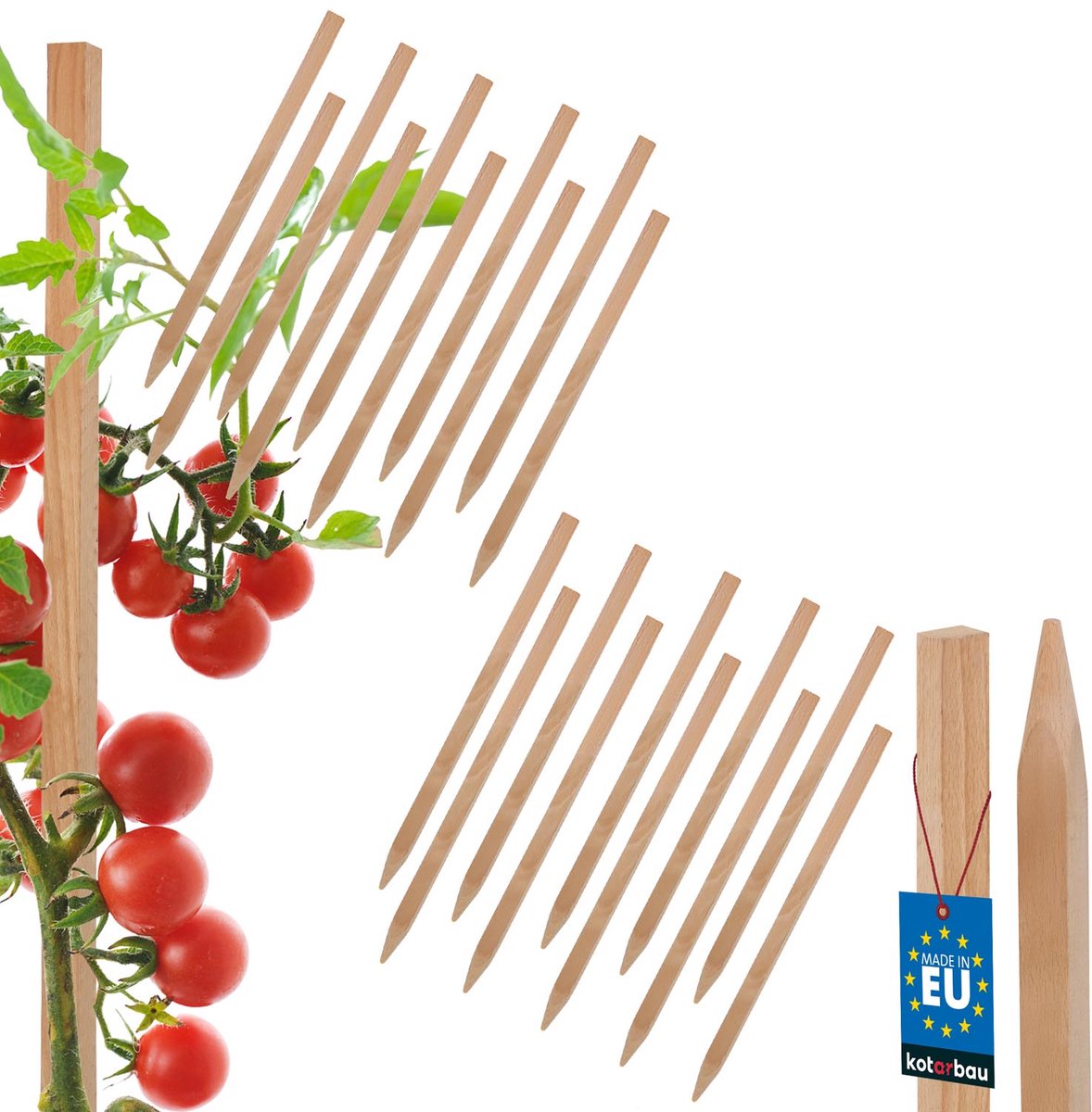 KOTARBAU Serie - Houten Plantenstokken - 25 CM - Ondersteuning Voor Planten - Weerbestendig