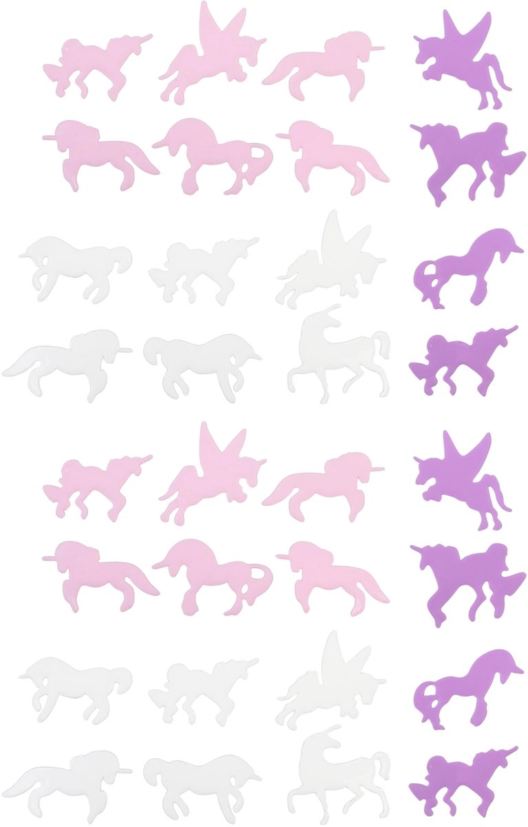 Home Deco Kids Glow in the dark Unicorn - 32x stuks - multi color - kinderkamer - decoratie