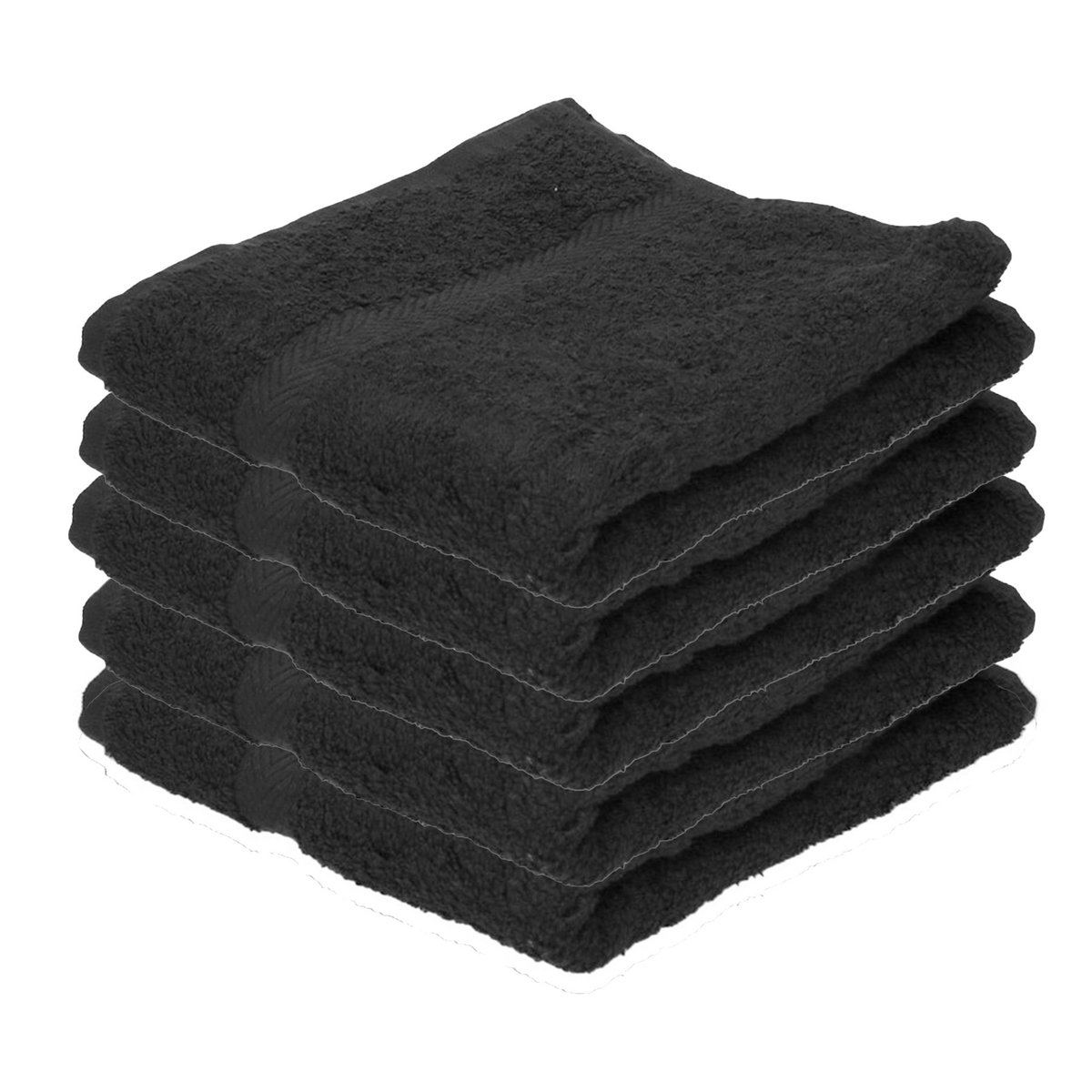 Jassz badkamer handdoeken - 5x - zwart - 50 x 100 cm - huishoud textiel - 420 gram - 100% katoen - badhanddoeken