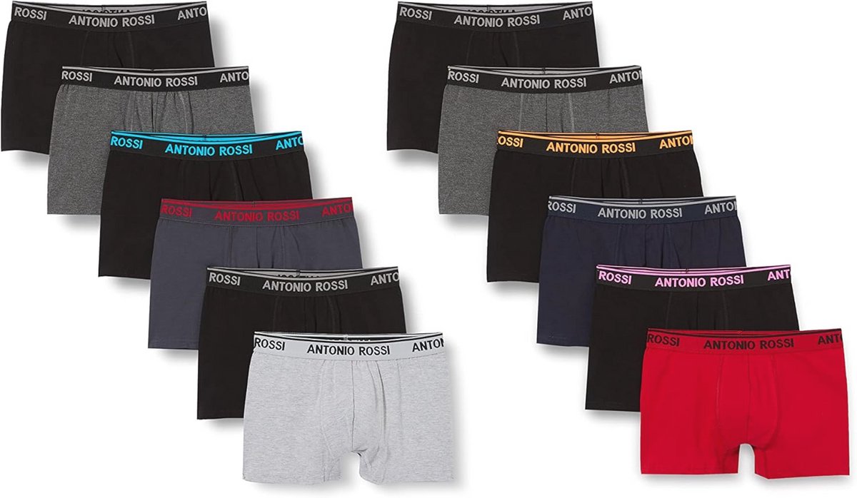 12-Pack Fitted Boxer Hipsters voor Heren - Comfortabele Boxershorts met Elastische Tailleband van Katoen