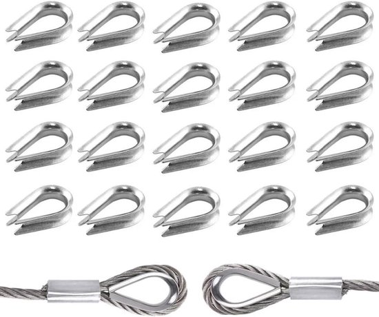 Hartklemmen Voor Staalkabels Set Van 20 Stuks Roestvrijstalen hartklemmen-voor-staalkabels-set-van-20-stuks-roestvrijstalen