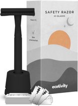 Ecotivity Safety Razor Scheermesjes Voor Vrouwen met 20 Double Edge Schermesjes - Dubbelzijdig Klassiek Scheermes - Black Velvet - Scheermesjes Zero Waste - Scheermesjes Vrouw Veiligheidsscheermes