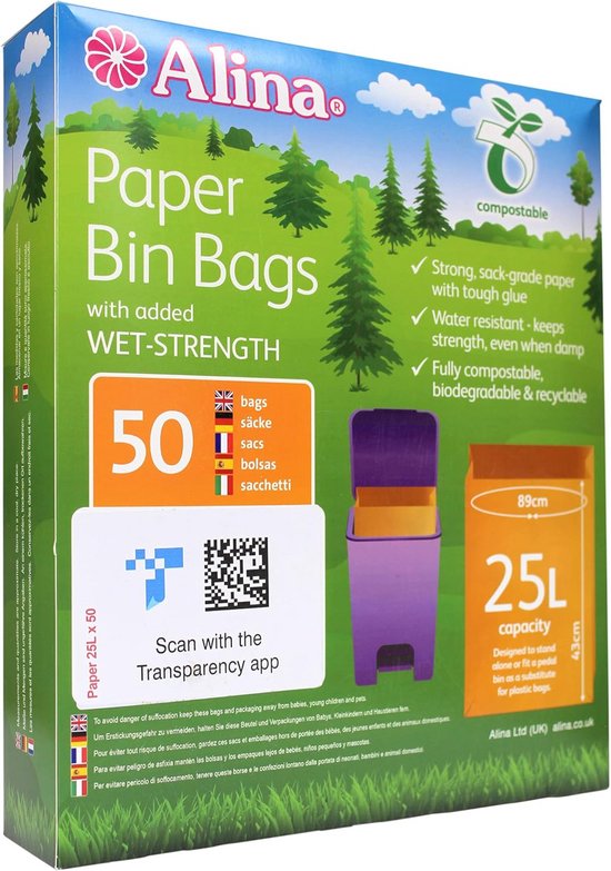 Composteerbare papieren emmerzak en voedselbox inlay - 25 liter - biologisch afbreekbare zakken van Merkloos	 — afbeelding 5
