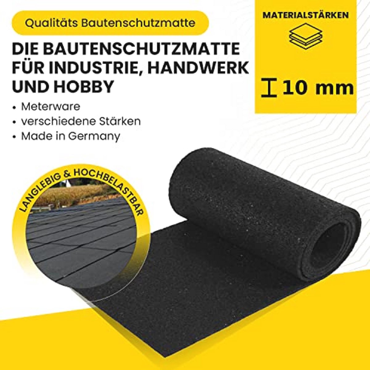 Rubbergranulaat Bouwbeschermingsmat 10 mm - 60 cm x 4 m voor optimale bescherming