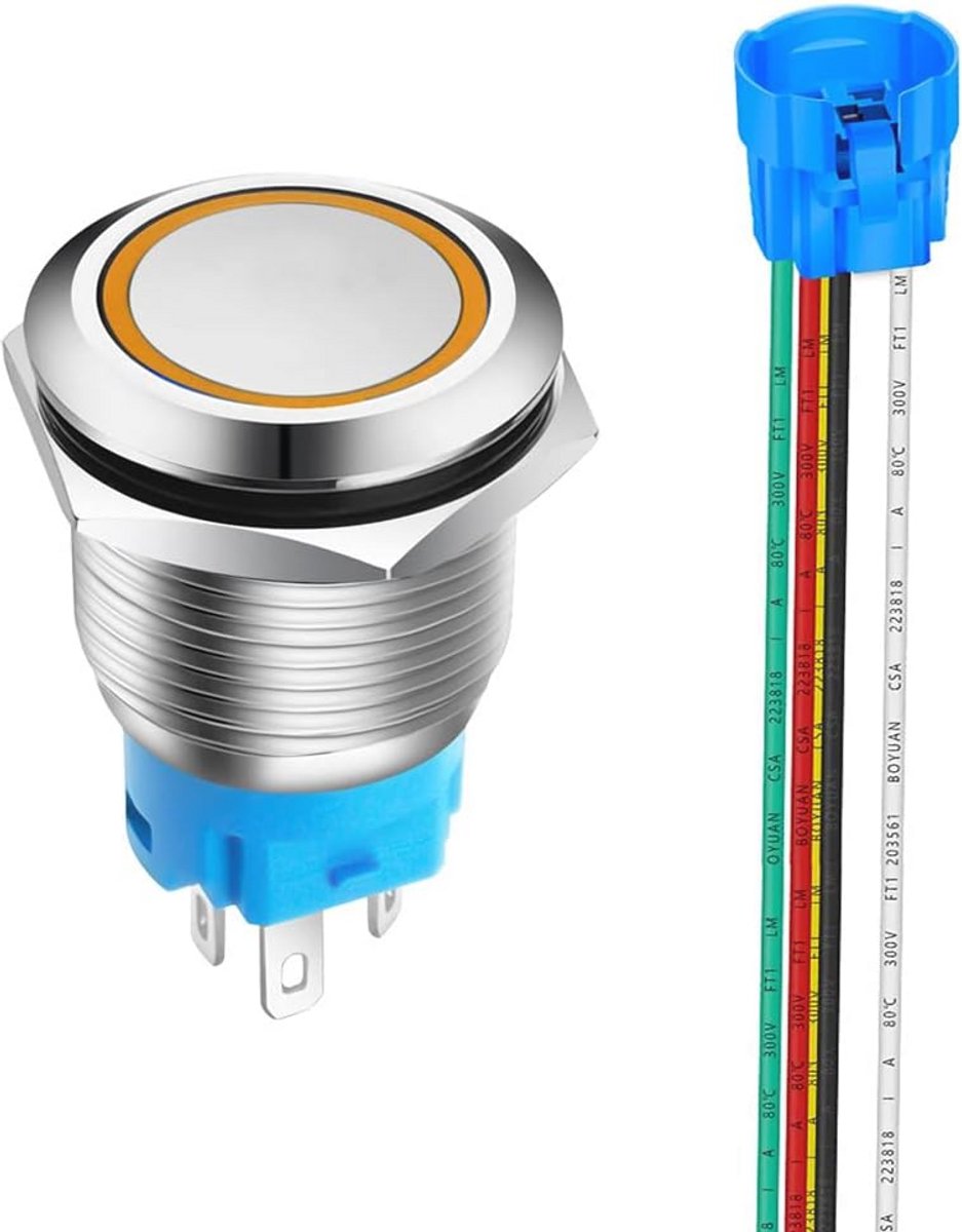 Roestvrijstalen Drukknop 12V-24V met LED - Waterdichte AAN-UIT Schakelaar 1NO1NC SPDT