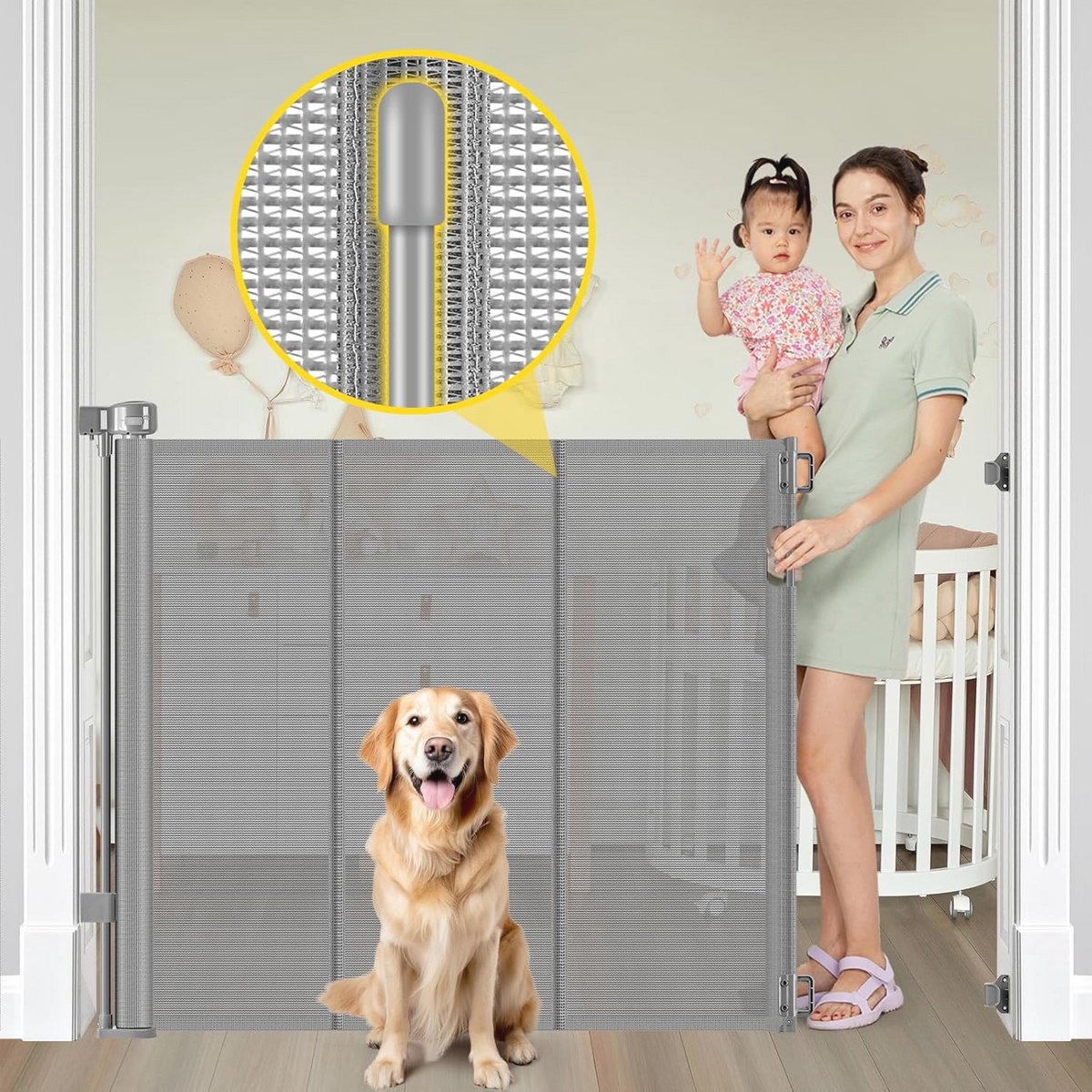 Intrekbare Extra Hoge en Extra Brede Babyhekken - Veilig voor Baby's en Huisdieren