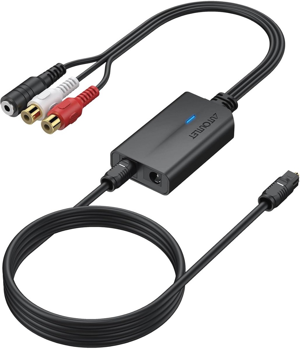 DAC-converter 192 kHz, Digitaal naar Analoog Audioconverter met Optische Toslink naar RCA en 3,5 mm Adapter