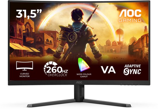 AOC G4 C32G42ZE 32″ Full HD Curved Gaming Monitor 260Hz Overclock VA-paneel 0,3ms HDR10 AdaptiveSync