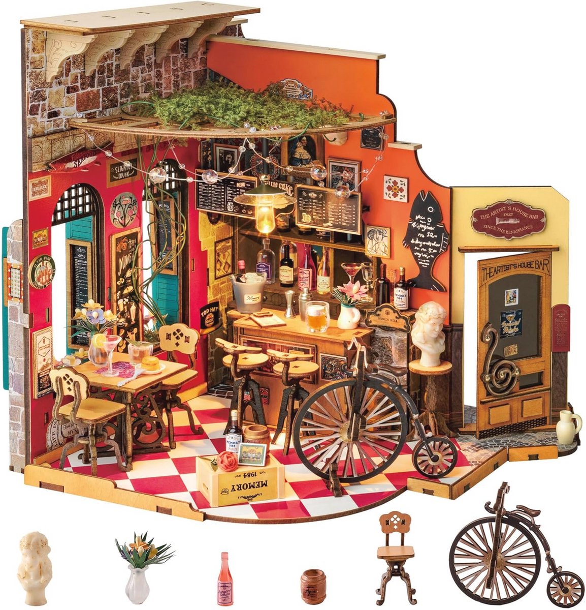 DIY Miniatuurhuis Cheers Bar – Bouwpakket voor Volwassenen – Creatief Woonaccessoire en Cadeau-idee