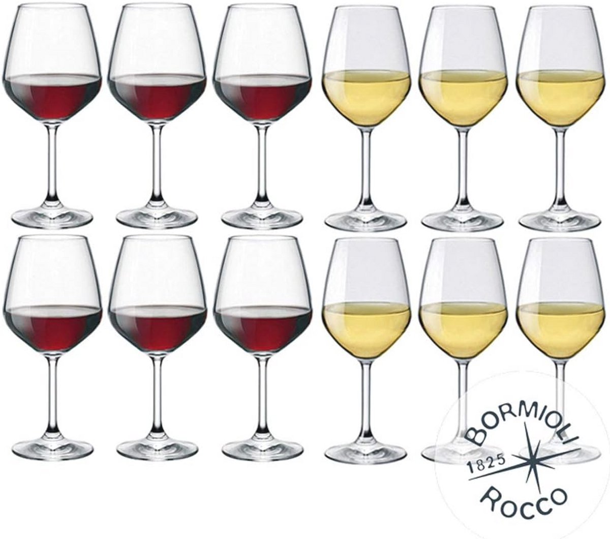 Set van 12 wijnglazen - 6 Rood 53 cl + 6 Wit 44 cl voor Elegante Tafelsetting