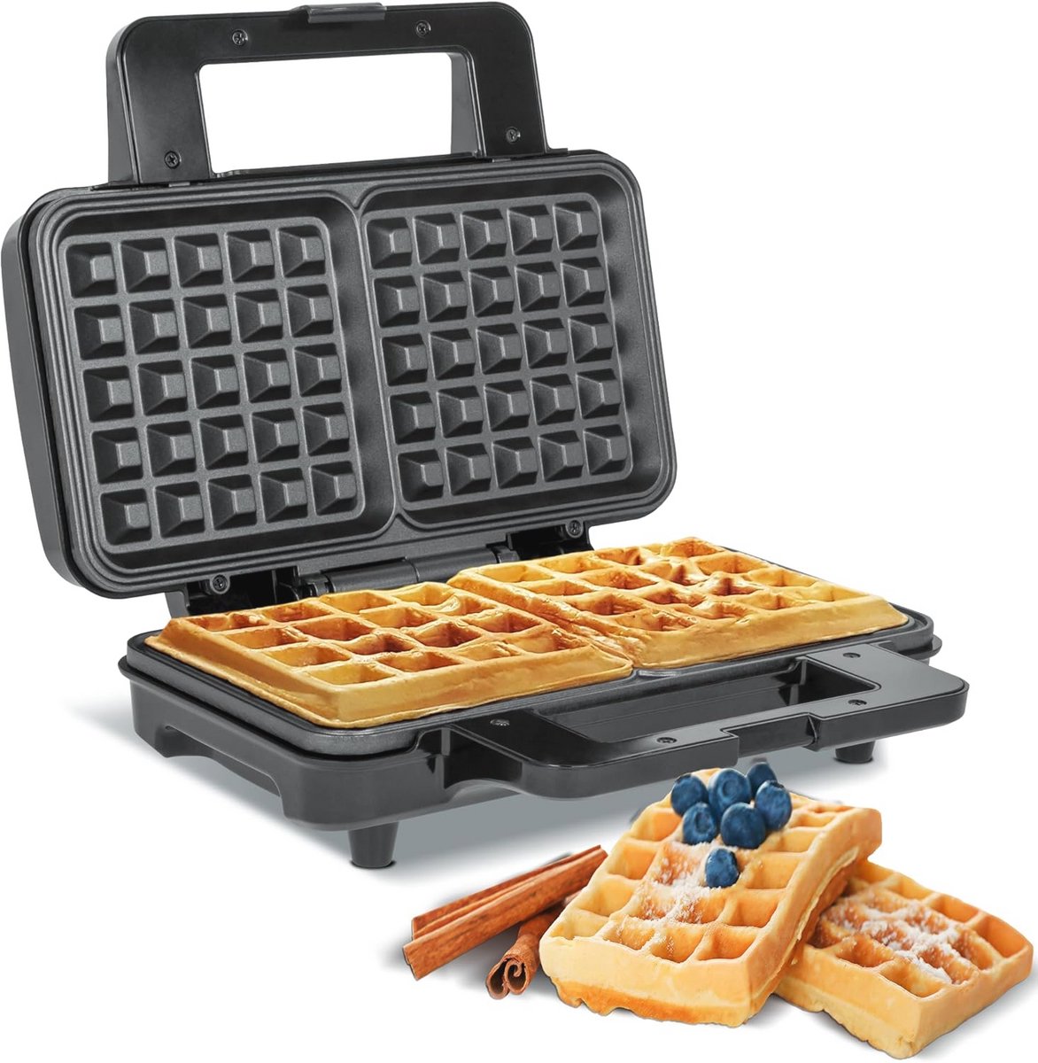 Wafelijzer voor Belgische Wafels met Antiaanbaklaag - 1100W