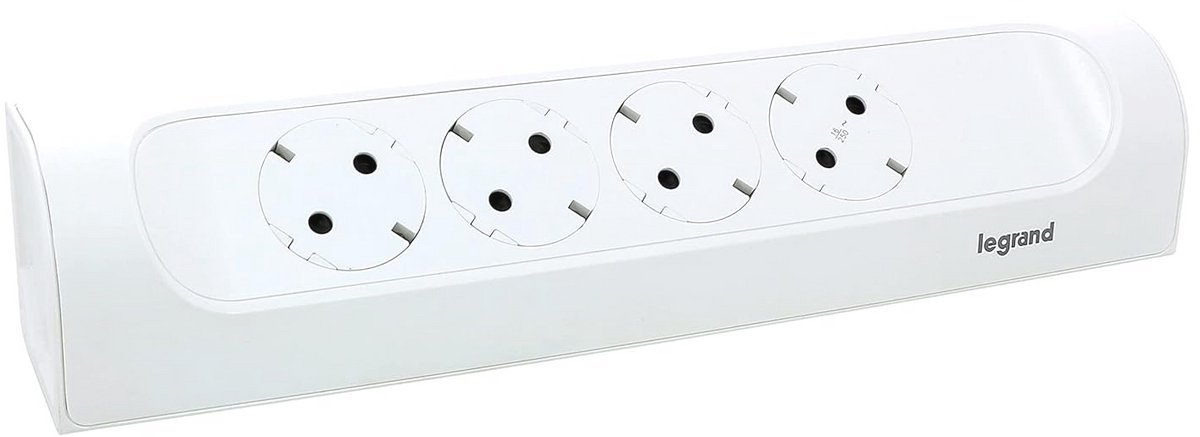 Hoekcontactdoos 4-voudig met 45° gebogen design - wand- en tafelmontage