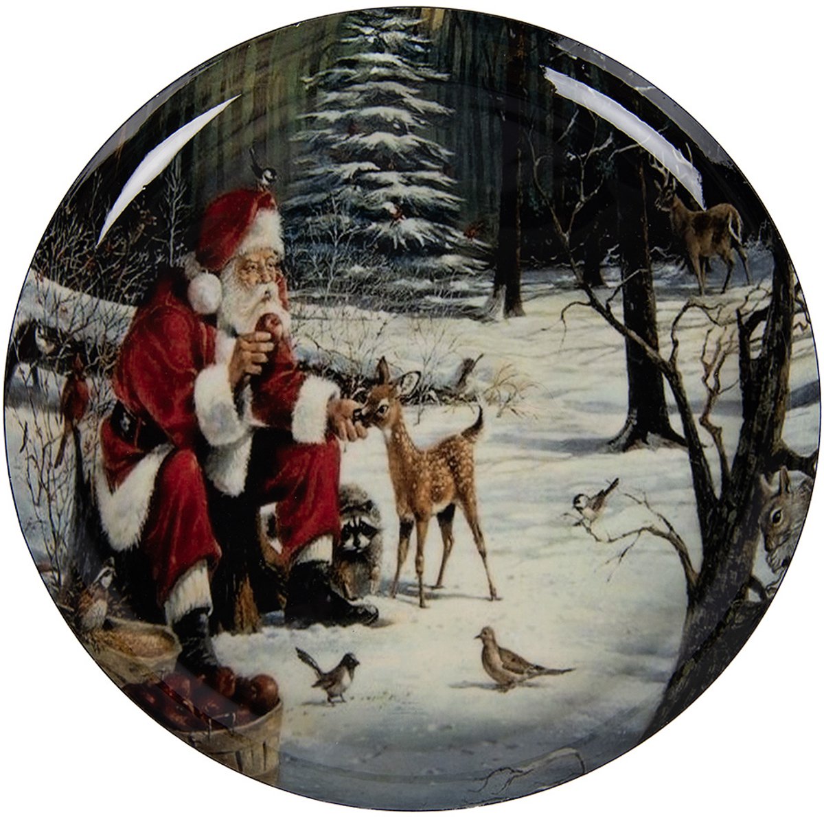 Decoratie schaal Ø 28x3 cm Wit Metaal