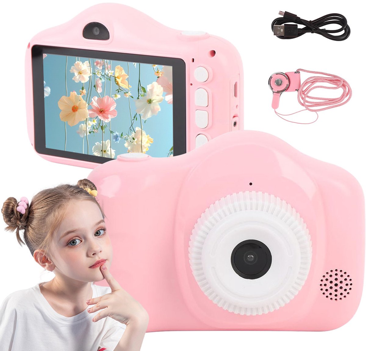 Digitale camera - Minicamera - 40 MP - 3,5-Inch HD-Scherm - met Autofocus - Timer - Roze