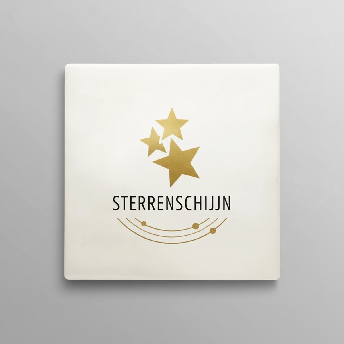 Sterrenschijn Keramische Tegel – Elegante Gouden Sterren Quote Wanddecoratie – 15 x 15 cm