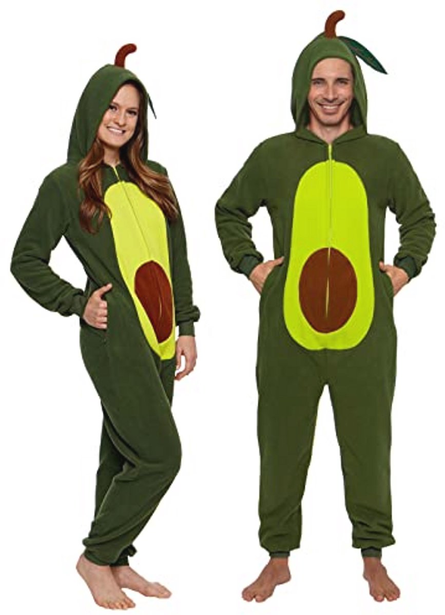 Slanke onesie met ananas en avocado voor volwassenen - Voedsel kostuum voor Halloween