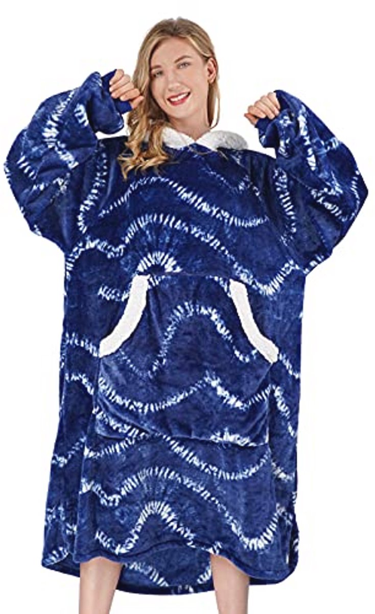 Winthome Oversized hoodiedeken, flanel sweatshirt, deken, knuffeltrui voor dames en heren en volwassenen