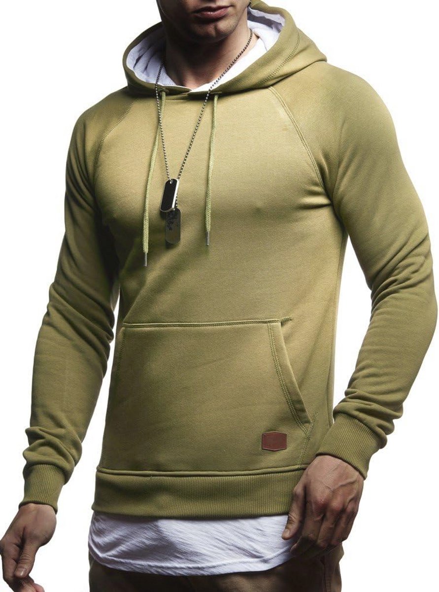 Leif Nelson LN8125 Heren Slim Fit Hooded Pullover Katoen Rijk Modern Wit Heren Hoodie Sweatshirt Pullover Lange Mouw Heren Zwart Pullover Shirt met capuchon, Indigo Melange