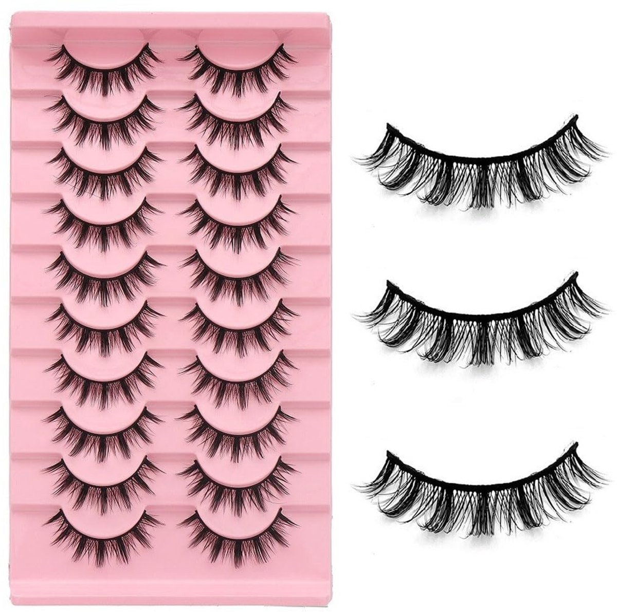 lashes - 10 pairs half eyelashes, natural artificial eyelashes, cat eye, clear band, half cateye, fluffy false natural false eyelashes