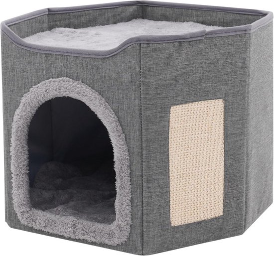 hjh LIVING Maison pour chat pliable d'intérieur - 62 x 41 x 33 cm