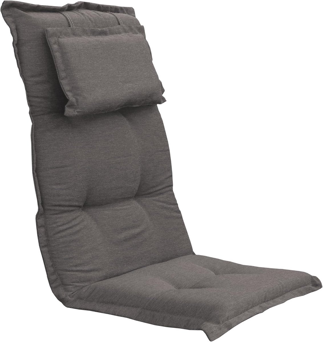 Onderhoudsvriendelijk Tuinstoelkussen Met Hoofdkussen Voor Hoge Rugleuning - Grijs, 123x50