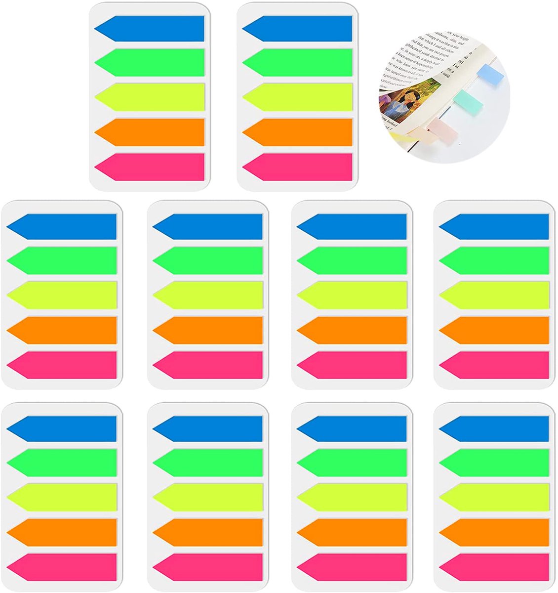 IMPERATORIS® Plakbriefjes - Sticky notes - Memoblaadjes - Index Tabs - Zelfklevend - Ideaal voor Planningsherinneringen, Kantoor, Thuis, School - 1000 Stuks - 5 Kleuren