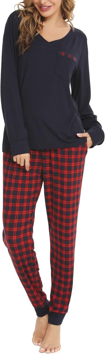 Dames Pyjama Set Kerstmis met Lange Mouwen - Zacht en Comfortabel Loungewear