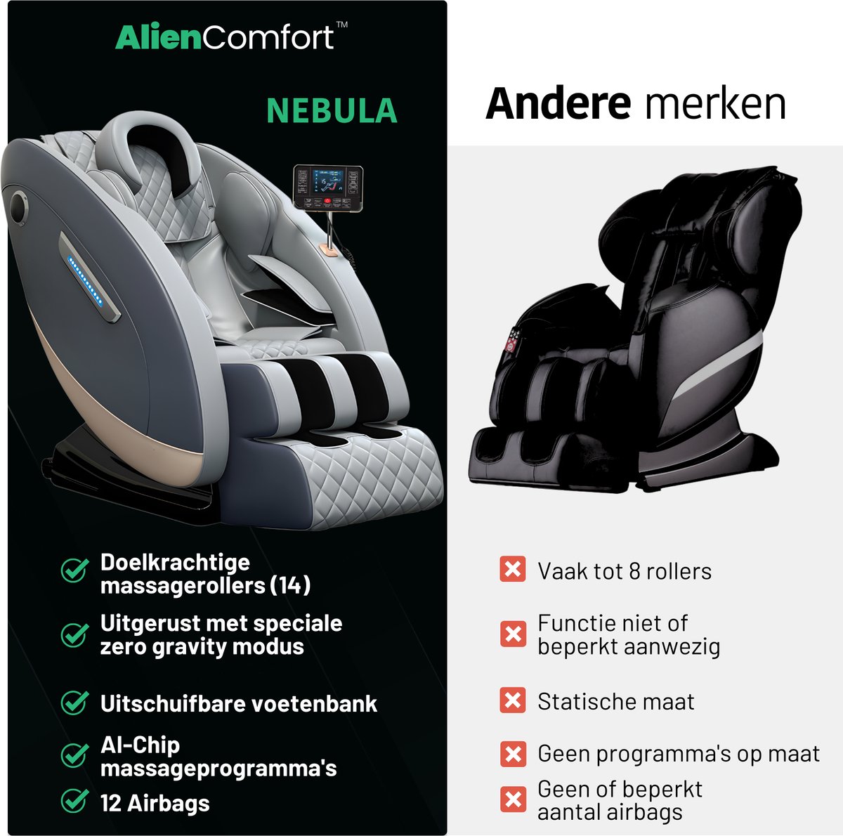 AlienComfort NEBULA Massagestoel met 20 AI Massage - afbeelding 2