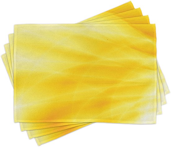 ABAKUHAUS Napperons jaunes avec motif abstrait d'été-soleil dans différentes teintes conceptions artistiques rêveuses ; décoration de table en tissus teints pour salle à manger et cuisine, Jaune