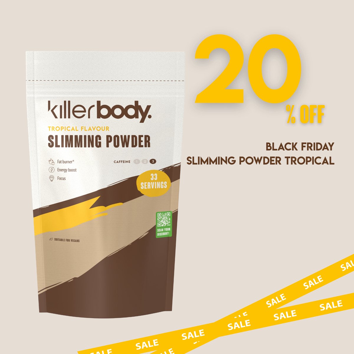 Killerbody Slimming Powder Tropical | Fat Burner & Pre-Workout | Met Creatine, Groene Thee & 300 mg Cafeïne