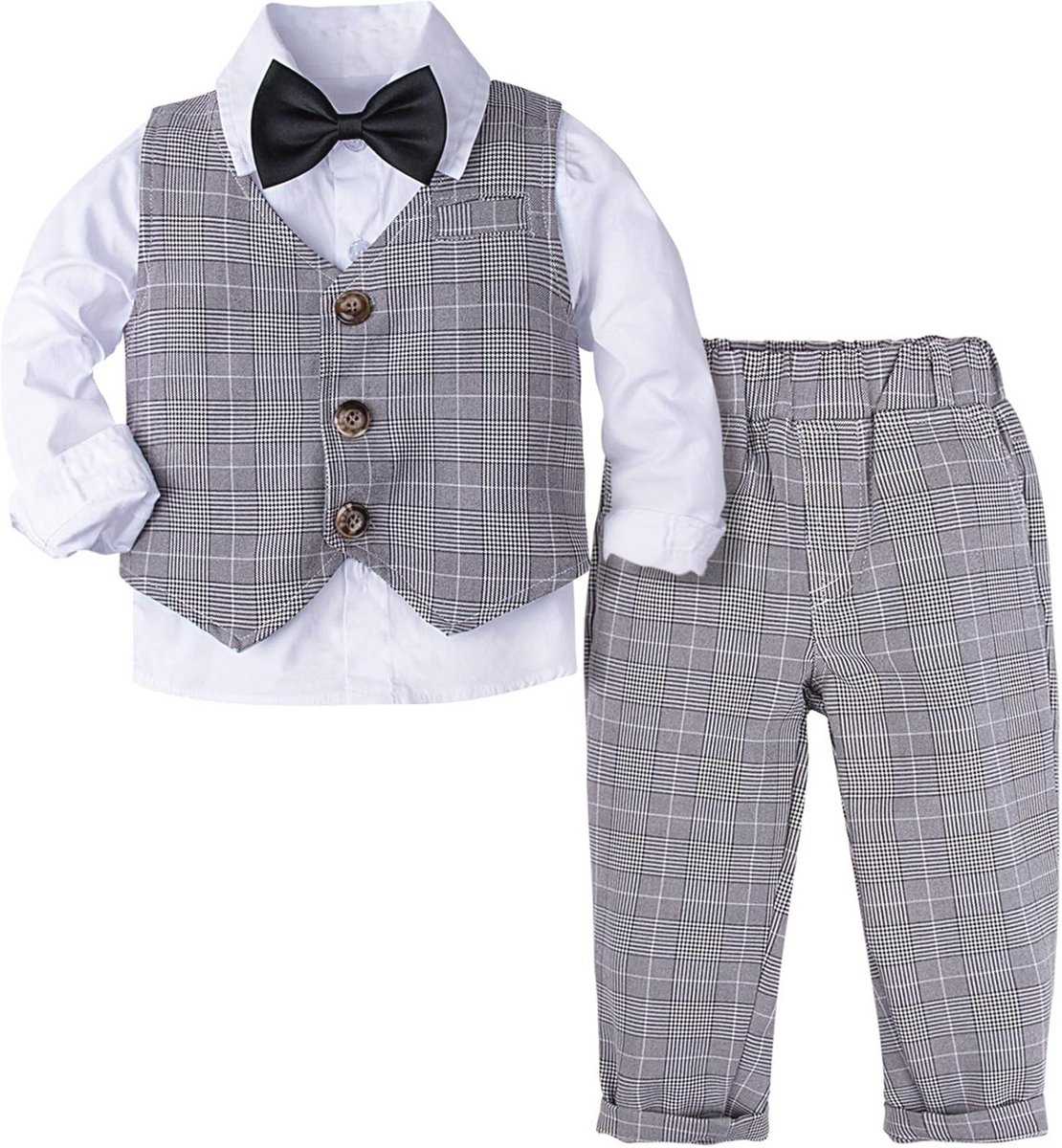 Gentleman Pak voor Babyjongens - 3-delige Set met Overhemd, Vlinderdas en Broek, Maat 1-4 jaar