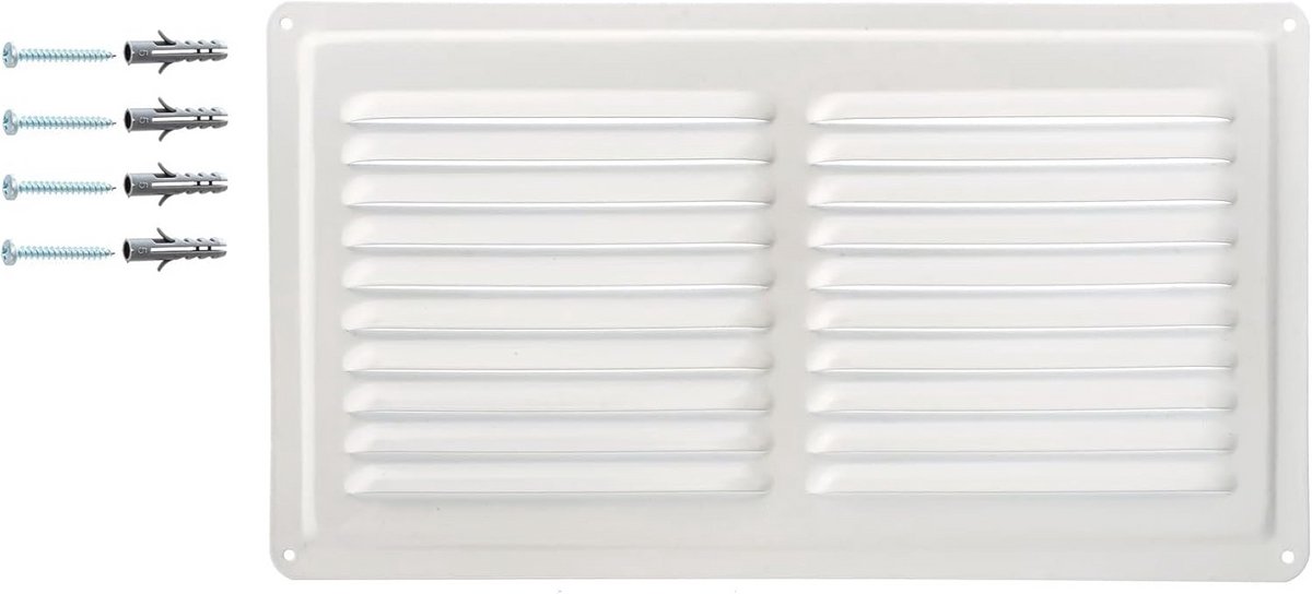 Wit Ventilatierooster voor Muur of Plafond – Luchtrooster voor Binnen en Buiten – Duurzaam en Roestbestendig – 32 x 18 cm