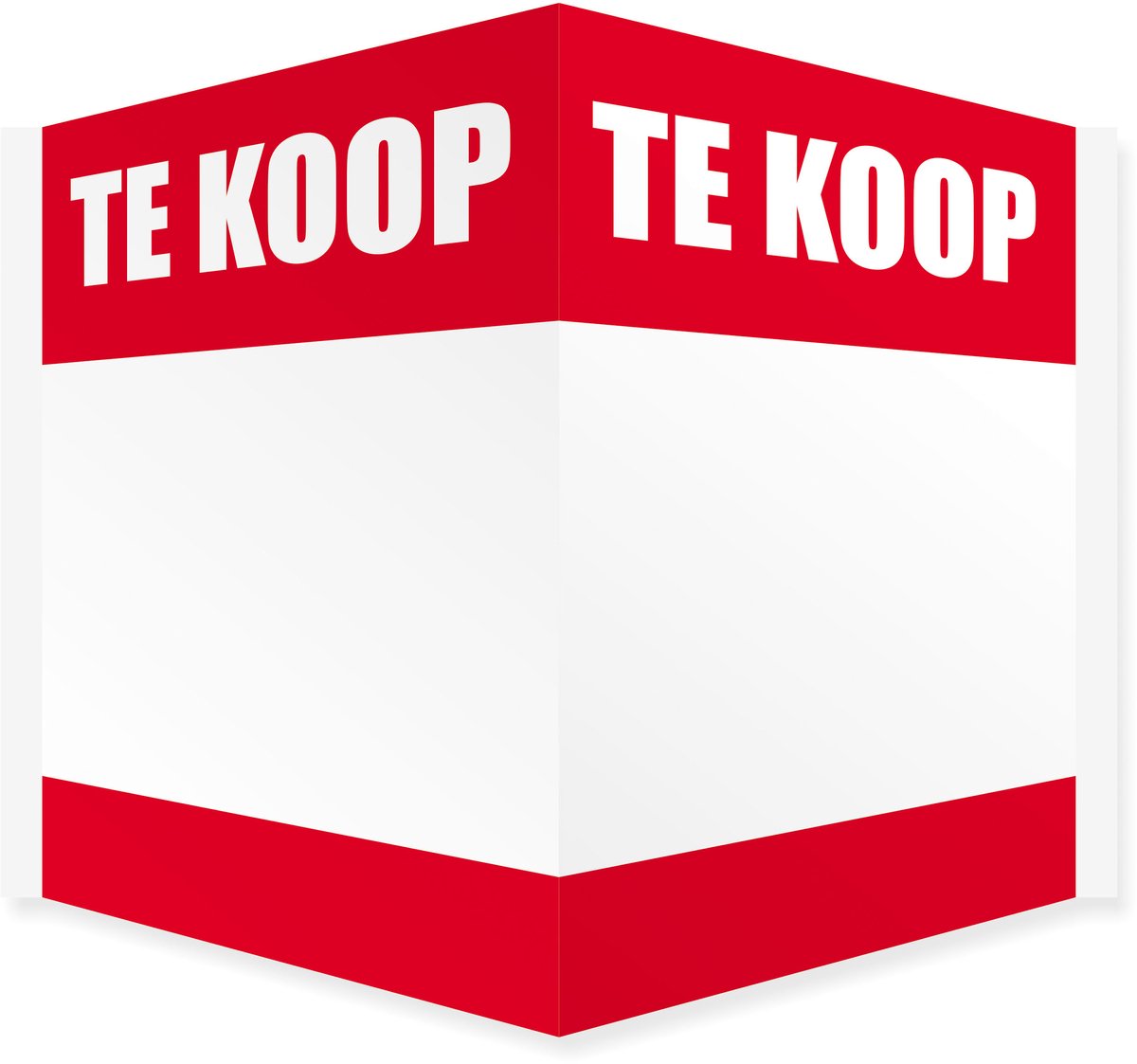 Immobord / Raambord / Makelaarsbord | “TE KOOP” | Vouwbord 100x70 cm | Kanaalplaat | Incl. sterke dubbelzijdige tape | Rood | Wit | Verkopen
