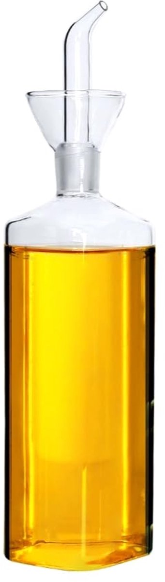 Gigicial Sesamolie kruidenfles - grote vierkante buis - borosilicaat glazen fles - anti-druppel tuit - 1 stuk - transparant