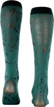 FALKE Rose Brush gedessineerd materiaal halfdoorzichtig 40 DEN kniekousen dames groen - maat 39-42