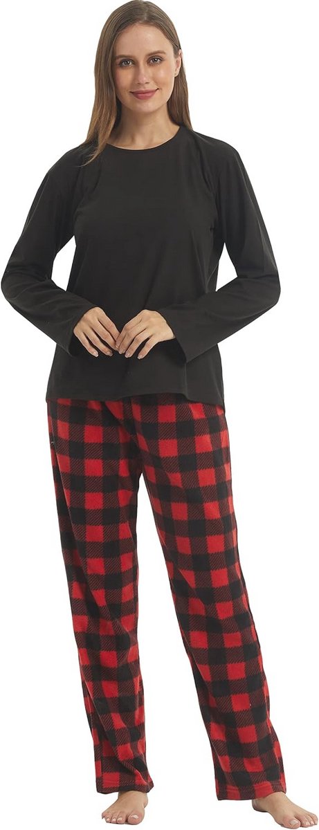 Ultrazachte Fleece Dames Pyjama Set met Lange Mouwen - Comfortabele Nachtkleding en Loungewear