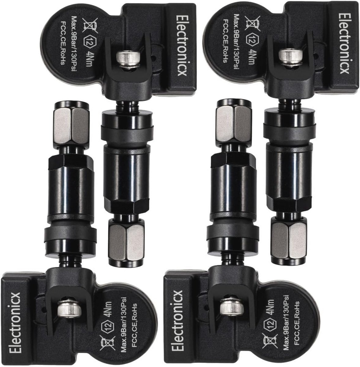 TPMS bandenspanningsmeter 4x set voor voertuigen met 433Mhz bandenspanningscontrolesysteem