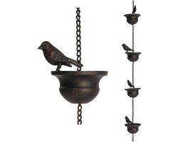 1 regenketting voor gootstenen, bewegende vogels op bekers, regenspel met ophanghaak en vogels