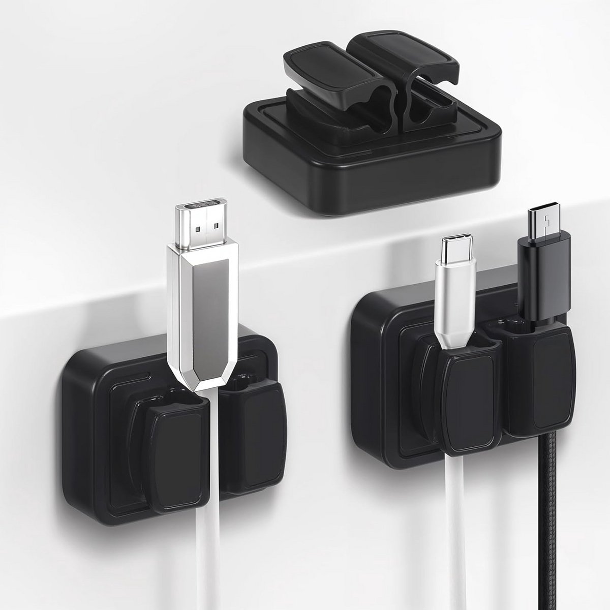 Zelfklevende Kabel Organizer Clips - 3 Stuks Zwart