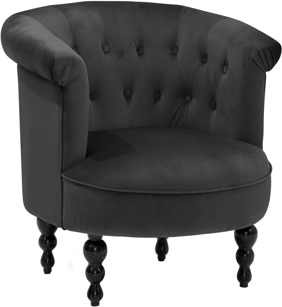 Bastian- Fauteuil met houten poten in fluweelgrijs