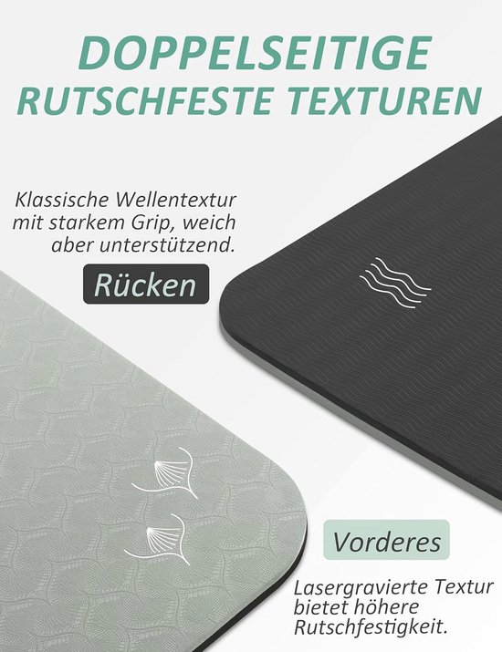 Dikke 8 mm antislip yogamat voor yoga en pilates - 183 x 61 cm — afbeelding 4