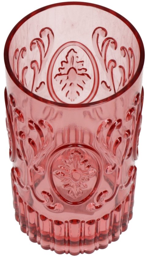 Drinkglas acryl roze - 8,2 x 8,2 x 15,2 cm - kunststof
