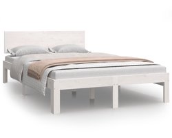 Tweepersoonsbed | Dubbelbed | Volwassenenbed | Bedframe massief grenenhout wit 120x200 cm