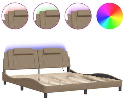 Tweepersoonsbed | Dubbelbed | Volwassenenbed | Bedframe "Viana" met LED zonder matras cappuccino 180x200 cm