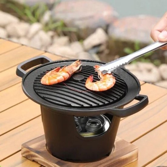 Japanse BBQ Grill - Traditionele Hibachi Grill in Gietijzer - Kleine Draagbare Barbecue voor Binnenshuis en Buiten - Met Houtskool en Onderstel - Snel Verhit en Eenvoudig Schoon te Maken (Zwart) van Merkloos — afbeelding 5