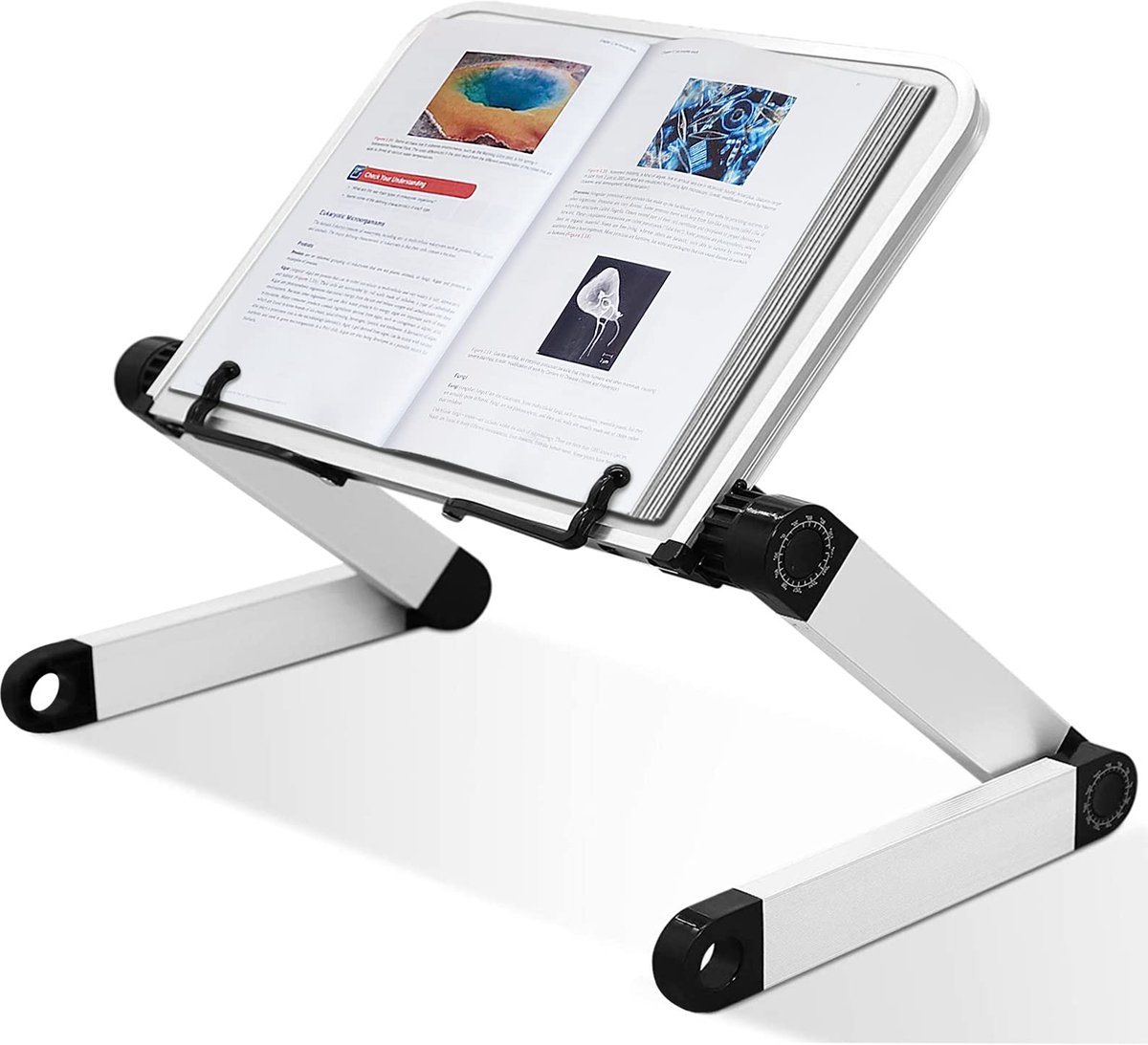 IMPERATORIS® Boekenstandaard - Boekenhouder voor Thuis - Kookboek Standaard - Leesstandaard - Compact en Duurzaam - 36-Grad - Wit