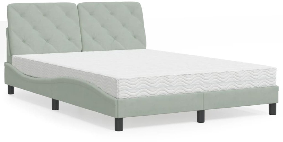 Tweepersoonsbed | Dubbelbed | Volwassenenbed | Bed met matras fluweel lichtgrijs 140x190 cm